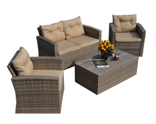 PAS-1225B/Hot Selling 4PCS Wicker Patio Poly Import Rattan Garden Casual Furniture Sofa Set