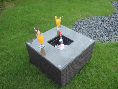 Outdoor Rattan Table Ice Bucket with Umbrella Hole - Buy ice bucket