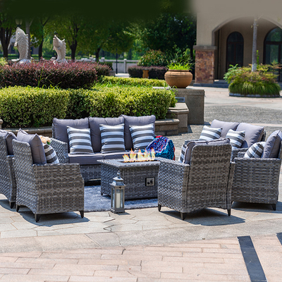 Garden Rattan Sofa Combo with Gas Fire Pit Table - Buy big lots fire