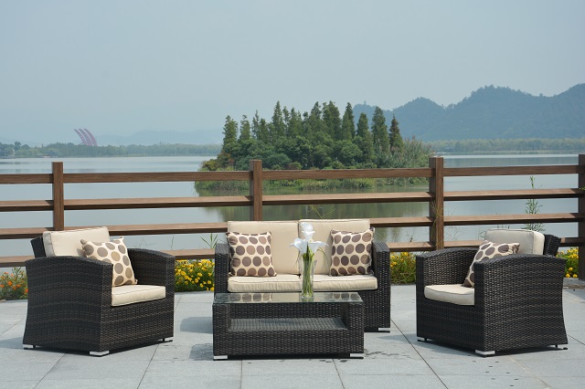 PAS-068B/4PC Outdoor Furniture Patio and Garden Rattan Conversation Sofa Set