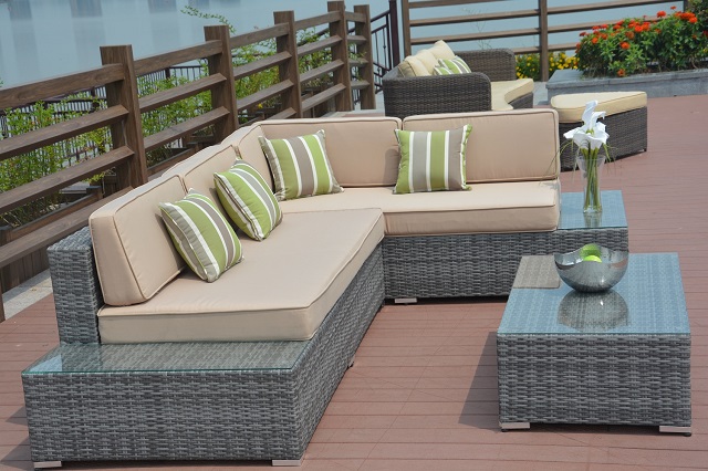 PAS-1106/3PC Unfoldable Outdoor Poly Rattan Deep Seating Sofa Set