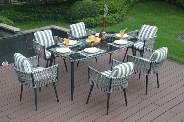 PAD-1649B/ 6 Seat Outdoor Patio And Garden Dinning Set with Cushions
