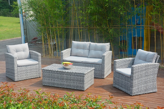 PAS-1225C/4PC Outdoor Wicker Patio PE Rattan and Garden Sofa Set