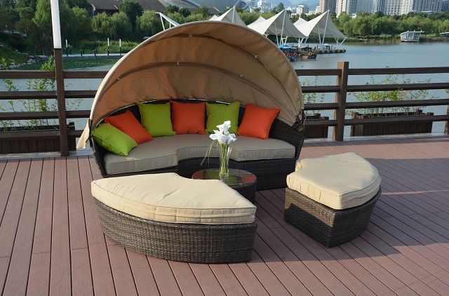 PAL-3286/Outdoor Detachable Wicker Round Daybed with Canopy