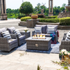 Garden Rattan Sofa Combo with Gas Fire Pit Table