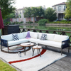 Knock Down Garden Aluminum Rope Corner Sofa Set with Two Coffee Table